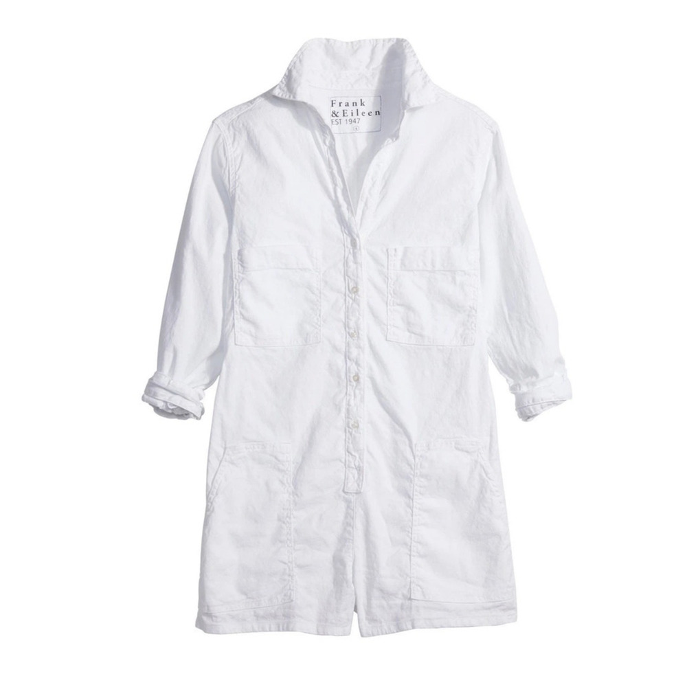 Frank & Eileen Ireland Playsuit Linen Romper Long Sleeve White Size XS - Picture 2 of 8